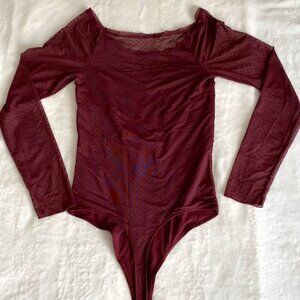 Abercrombie burgundy mesh bodysuit long sleeve M